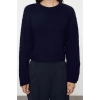 Women Fashion Stylish Crew Neck Low Sleeve Crop Wide Fit Knitwear Sweater