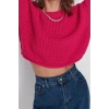 Women Fashion Stylish Crew Neck Low Sleeve Crop Wide Fit Knitwear Sweater