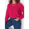 Women Fashion Stylish Crew Neck Low Sleeve Crop Wide Fit Knitwear Sweater