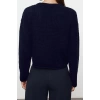 Women Fashion Stylish Crew Neck Low Sleeve Crop Wide Fit Knitwear Sweater