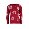 Women Fashion Stylish Crew Neck Low Sleeve Regular Christmas Themed Jacquard Knitwear Sweater