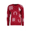 Women Fashion Stylish Crew Neck Low Sleeve Regular Christmas Themed Jacquard Knitwear Sweater