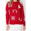 Women Fashion Stylish Crew Neck Low Sleeve Regular Christmas Themed Jacquard Knitwear Sweater