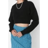 Women Fashion Stylish Crew Neck Low Sleeve Crop Super Basic Knitwear Sweater