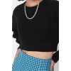 Women Fashion Stylish Crew Neck Low Sleeve Crop Super Basic Knitwear Sweater