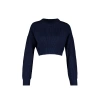 Women Fashion Stylish Crew Neck Low Sleeve Crop Super Basic Knitwear Sweater