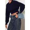 Women Fashion Stylish Crew Neck Low Sleeve Crop Super Basic Knitwear Sweater