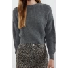 Women Fashion Stylish Crew Neck Low Sleeve Crop Super Basic Knitwear Sweater