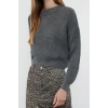 Women Fashion Stylish Crew Neck Low Sleeve Crop Super Basic Knitwear Sweater
