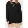 Women Fashion Stylish Crew Neck Standard Sleeve Regular Extra Wide Pattern Basic Knitwear Sweater