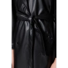 Women Fashion Stylish Oversize Jacket Collar Long Plain Lined Oversize Wide Cut Belted Faux Leather Trench Coat