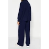 Womens Fashion Stylish Regular Length Long Sleeve Wide Cut Zippered and Pocket Knitwear Top-Bottom Set