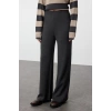 Womens Fashion Stylish Straight Leg Regular Length Long Sleeve Wide Cut Striped Knitwear Top-Bottom Set