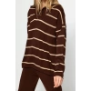 Womens Fashion Stylish Regular Length Long Sleeve Wide Cut Zippered Knitwear Top-Bottom Set