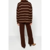 Womens Fashion Stylish Regular Length Long Sleeve Wide Cut Zippered Knitwear Top-Bottom Set
