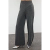 Womens Fashion Stylish Tube Leg Crop Length Long Sleeve Crop Finger Detailed Knitwear Top-Bottom Set
