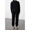 Womens Fashion Stylish Regular Length Long Sleeve Boucle Yarn Knitwear Top-Bottom Set