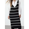 Kadın Moda Şık Maxi Boy V Yaka Regular Siyah Triko Jile Elbise