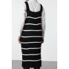 Kadın Moda Şık Maxi Boy V Yaka Regular Siyah Triko Jile Elbise