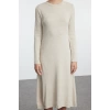 Kadın Moda Şık Midi Boy Dik Yaka Oversize Geniş Kalıp Triko Süveterli Elbise