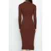 Kadın Moda Şık Midi Boy Polo Yaka Slim Triko Elbise