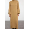 Women Fashion Stylish Midi Length Turtleneck Regular Knitwear Soft Textured Sweater Dress