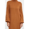 Women Fashion Stylish Midi Length Turtleneck Regular Knitwear Soft Textured Sweater Dress