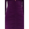 Women Fashion Stylish Midi Length V Neck Slim Plain Gathered Draped Fitted Body-Smooth Flexible Knitted Dress