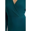 Women Fashion Stylish Midi Length Double Breasted Slim Plain Batwing Sleeve Detailed Fitted Flexible Knitted Dress
