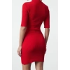Kadın Moda Şık Mini Boy Dik Yaka Slim Triko Elbise