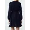 Women Fashion Stylish Mini Length Double Breasted Regular Belted Woven Flounce Dress
