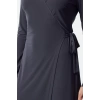 Kadın Moda Şık Midi Boy Kruvaze Regular Yaka Kuşaklı Fitted Vücuda Oturan Örme Elbise