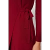Kadın Moda Şık Midi Boy Kruvaze Regular Yaka Kuşaklı Fitted Vücuda Oturan Örme Elbise