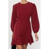Women Fashion Stylish Mini Length Crew Neck Regular Belted Plain Woven Dress