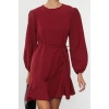 Women Fashion Stylish Mini Length Crew Neck Regular Belted Plain Woven Dress