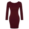 Womens Fashion Mini Length Crew Neck Slim Ribbed Back Detailed Fitted Body-Smoothing Flexible Knitted Dress