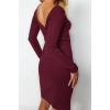 Womens Fashion Mini Length Crew Neck Slim Ribbed Back Detailed Fitted Body-Smoothing Flexible Knitted Dress