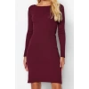Womens Fashion Mini Length Crew Neck Slim Ribbed Back Detailed Fitted Body-Smoothing Flexible Knitted Dress