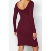 Womens Fashion Mini Length Crew Neck Slim Ribbed Back Detailed Fitted Body-Smoothing Flexible Knitted Dress