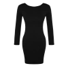 Womens Fashion Mini Length Crew Neck Slim Ribbed Back Detailed Fitted Body-Smoothing Flexible Knitted Dress