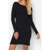 Womens Fashion Mini Length Crew Neck Slim Ribbed Back Detailed Fitted Body-Smoothing Flexible Knitted Dress