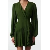 Women Fashion Stylish Mini Length Double Breasted Regular Plain Woven Dress