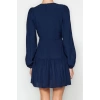 Women Fashion Stylish Mini Length Double Breasted Regular Plain Woven Dress