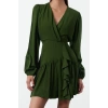 Women Fashion Stylish Mini Length Double Breasted Regular Plain Woven Dress