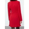 Women Fashion Stylish Mini Length Jacket Collar Regular Skirt Ruffle Woven Jacket Dress