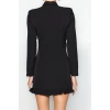 Women Fashion Stylish Mini Length Jacket Collar Regular Skirt Ruffle Woven Jacket Dress