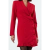 Women Fashion Stylish Mini Length Jacket Collar Regular Skirt Ruffle Woven Jacket Dress