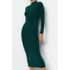 Kadın Moda Şık Maxi Boy Dik Yaka Slim Fitted Vücuda Oturan Esnek Örme Elbise