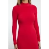 Kadın Moda Şık Maxi Boy Dik Yaka Slim Fitted Vücuda Oturan Esnek Örme Elbise