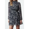 Women Fashion Stylish Mini Length Stand Collar Regular Ethnic Woven Winter Dress